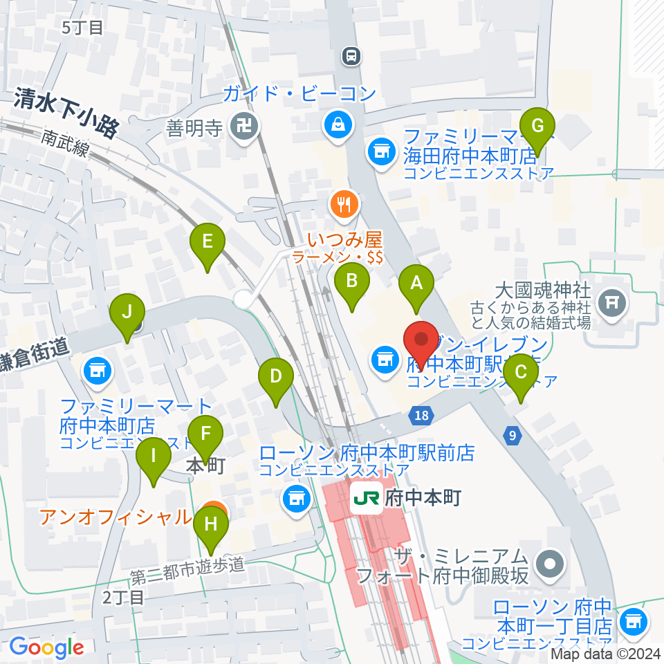 ヨークカルチャーセンター府中周辺の駐車場・コインパーキング一覧地図