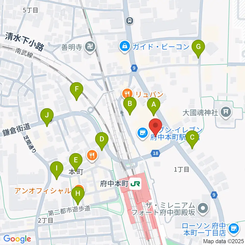 ヨークカルチャーセンター府中周辺の駐車場・コインパーキング一覧地図