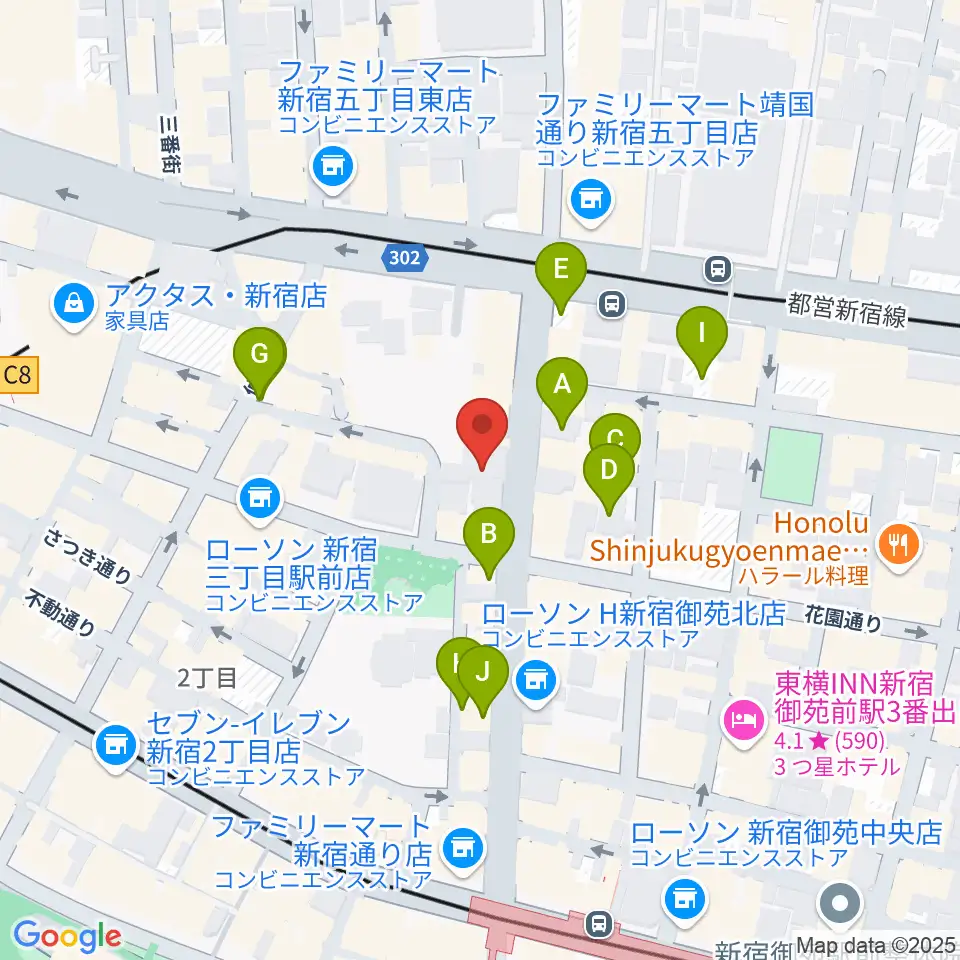 アミーズボーカルスクール新宿三丁目校周辺の駐車場・コインパーキング一覧地図