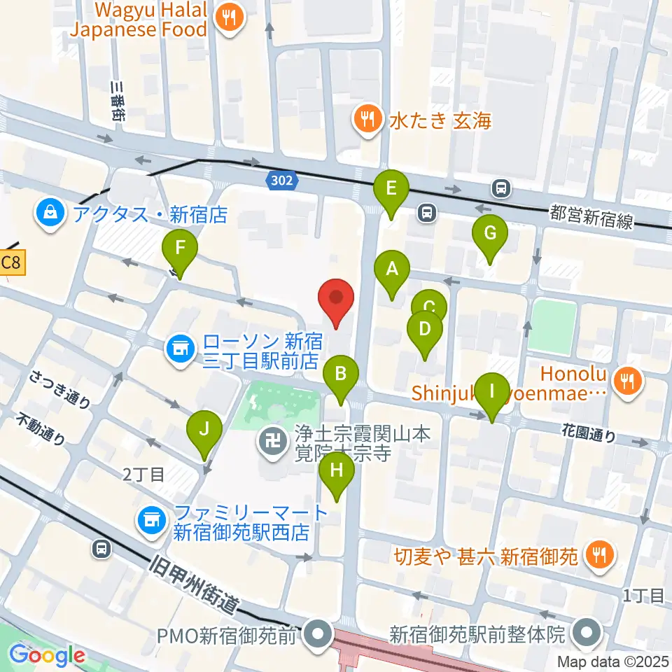 アミーズボーカルスクール新宿三丁目校周辺の駐車場・コインパーキング一覧地図