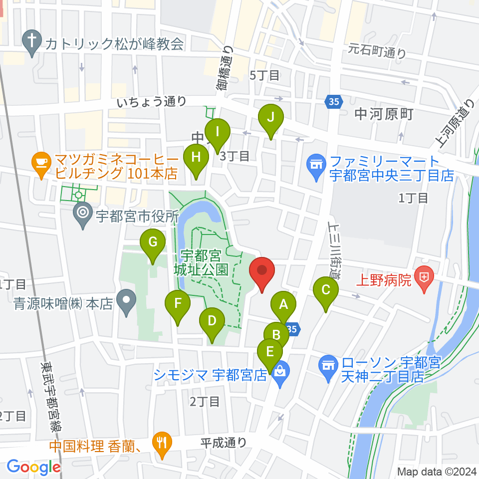宇都宮ビッグアップル周辺の駐車場・コインパーキング一覧地図