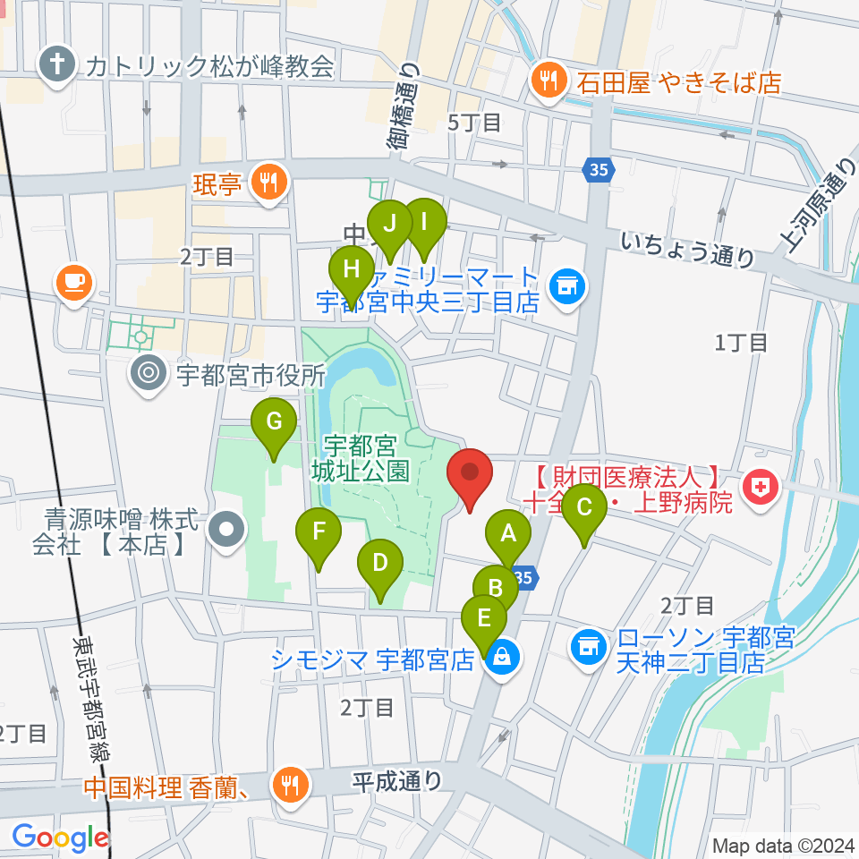 宇都宮ビッグアップル周辺の駐車場・コインパーキング一覧地図