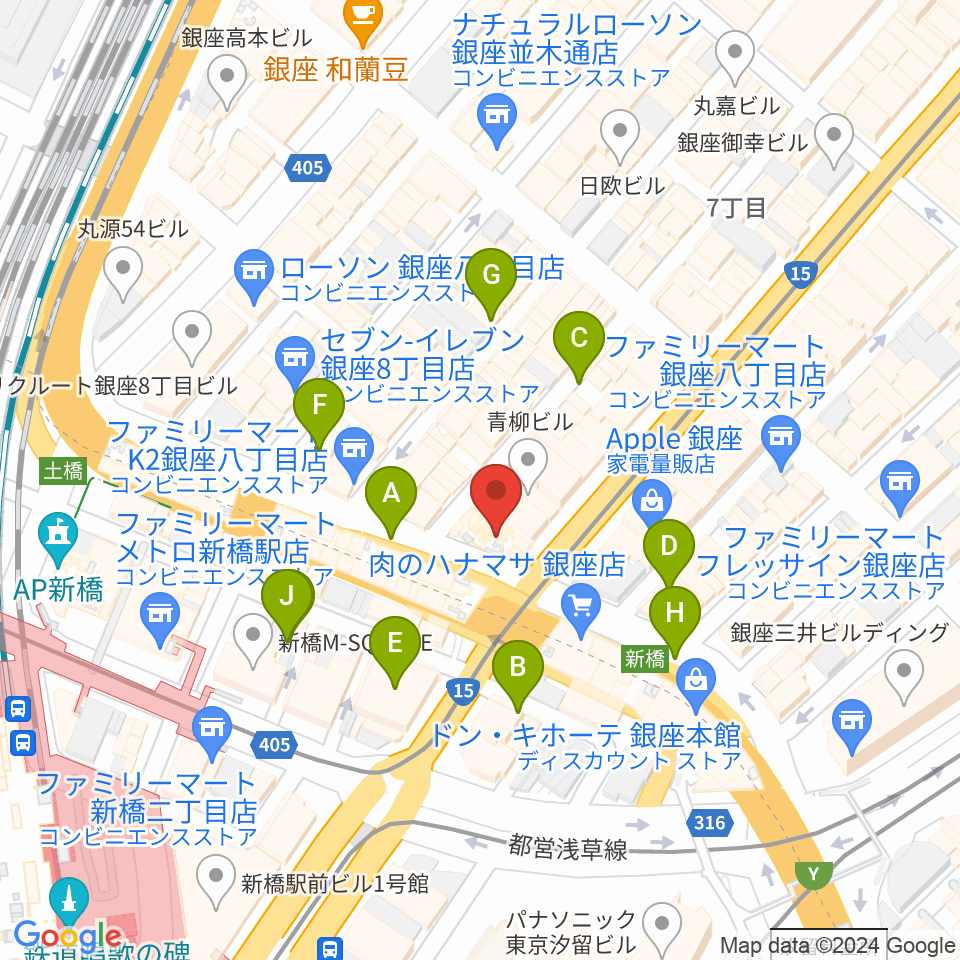 博品館劇場周辺の駐車場・コインパーキング一覧地図