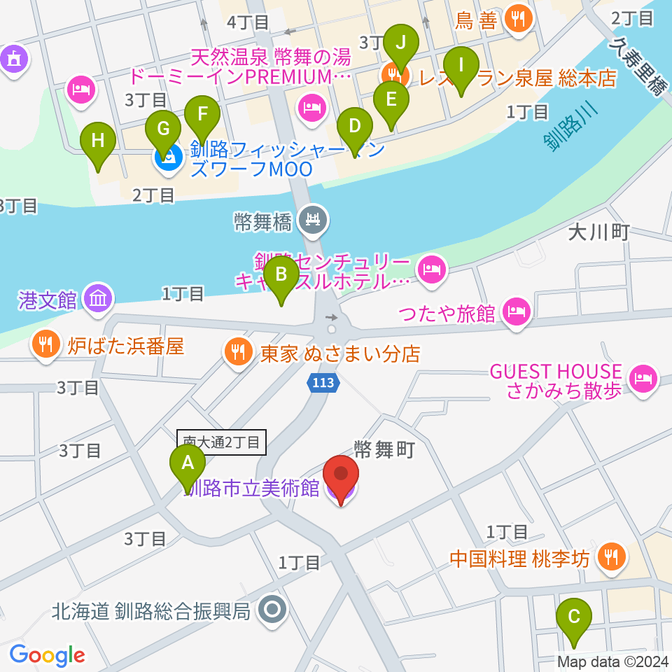 釧路市生涯学習センター まなぼっと幣舞周辺の駐車場・コインパーキング一覧地図