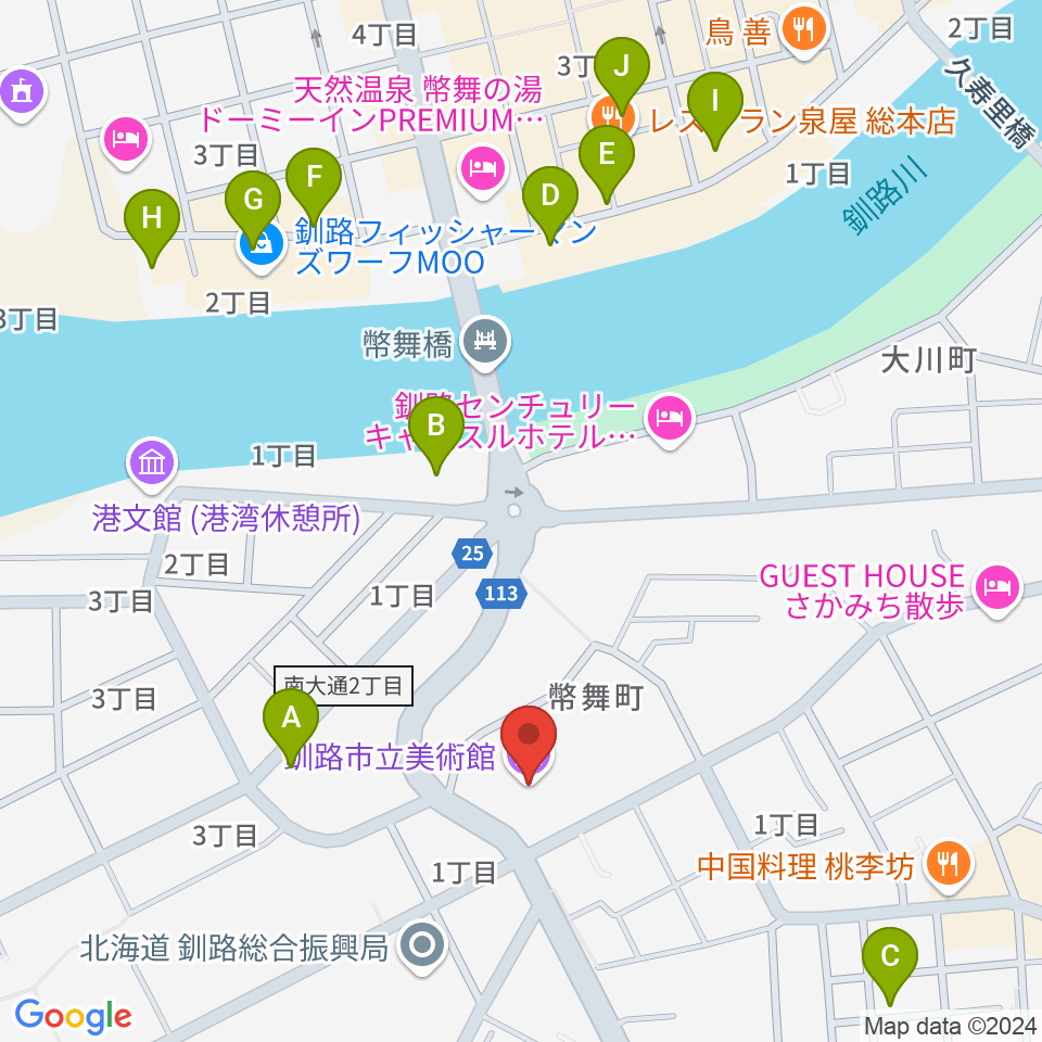 釧路市生涯学習センター まなぼっと幣舞周辺の駐車場・コインパーキング一覧地図