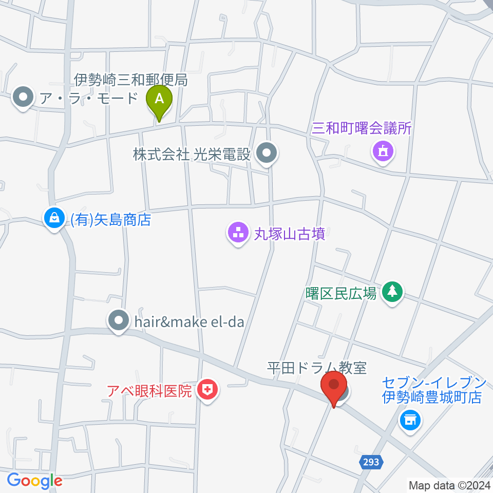 平田ドラム教室 伊勢崎店周辺の駐車場・コインパーキング一覧地図