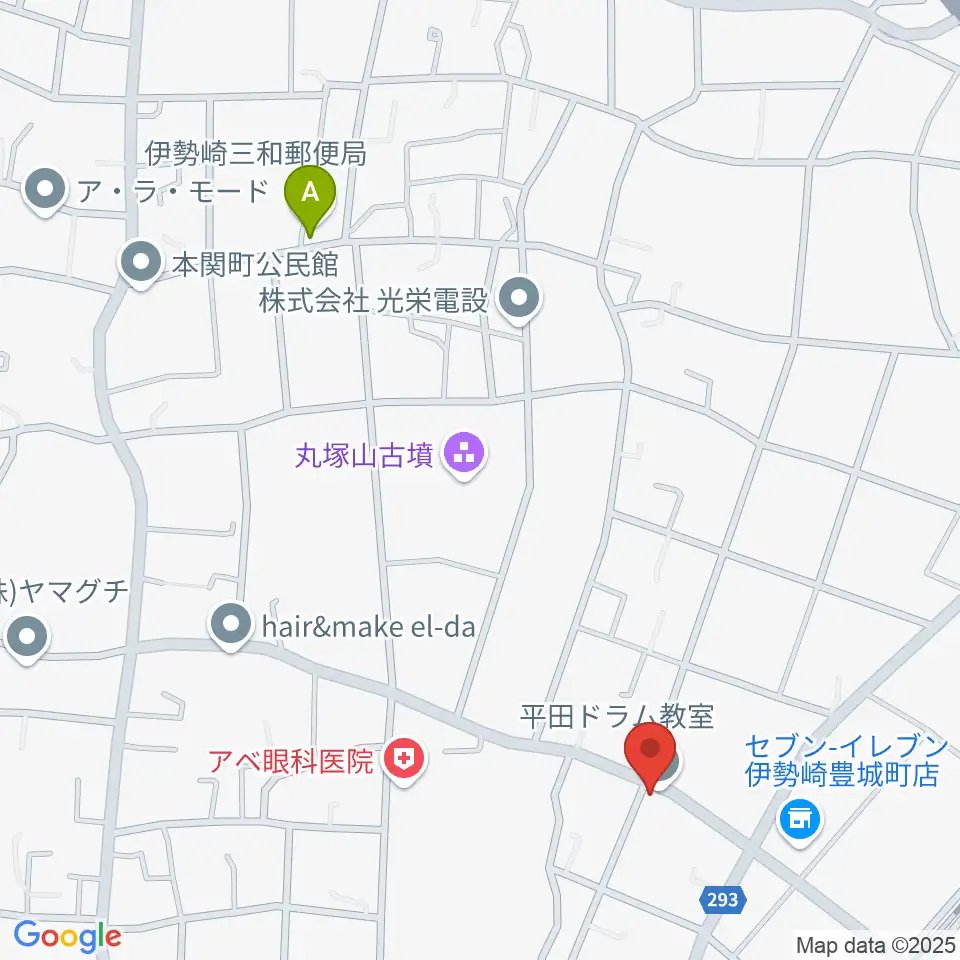 平田ドラム教室 伊勢崎店周辺の駐車場・コインパーキング一覧地図