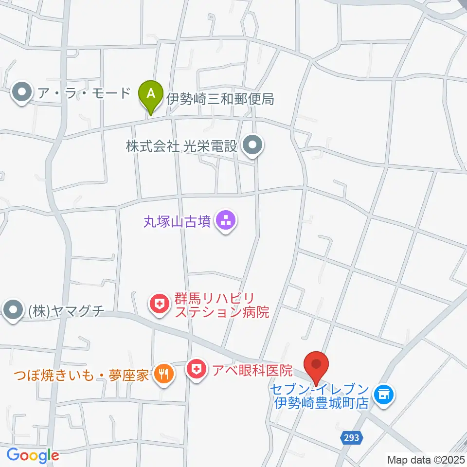 平田ドラム教室 伊勢崎店周辺の駐車場・コインパーキング一覧地図