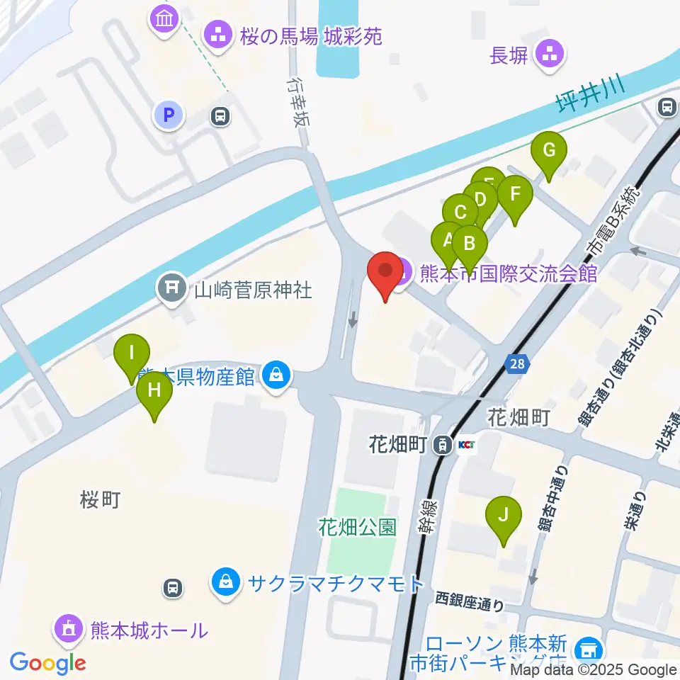 熊本市国際交流会館周辺の駐車場・コインパーキング一覧地図