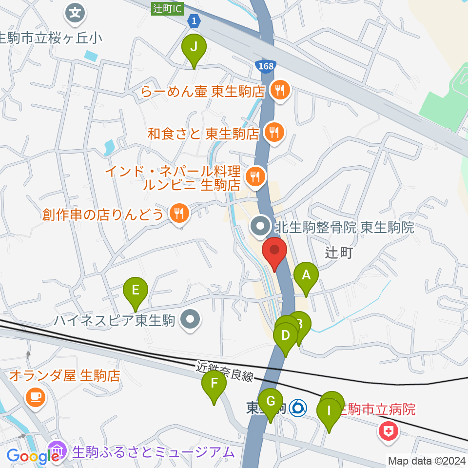 天理楽器 生駒店周辺の駐車場・コインパーキング一覧地図