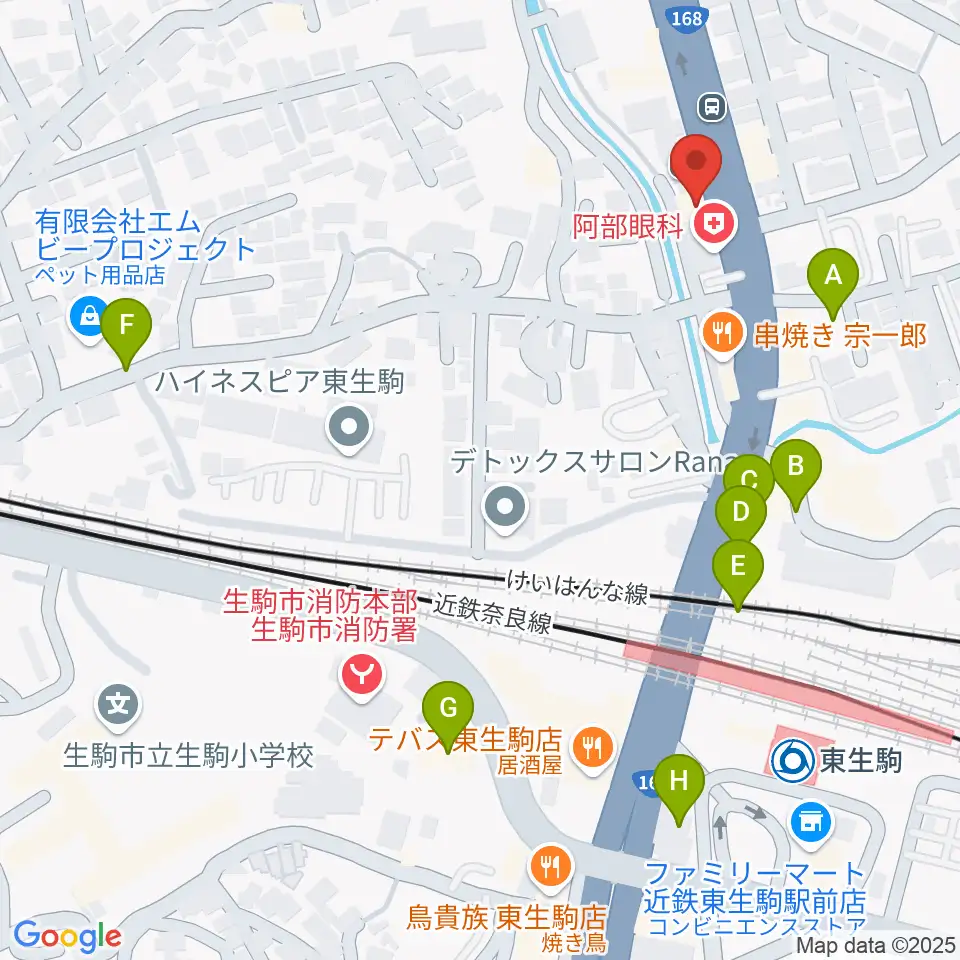 天理楽器 生駒店周辺の駐車場・コインパーキング一覧地図