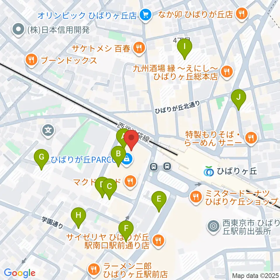 ひばりが丘カルチャーセンター周辺の駐車場・コインパーキング一覧地図