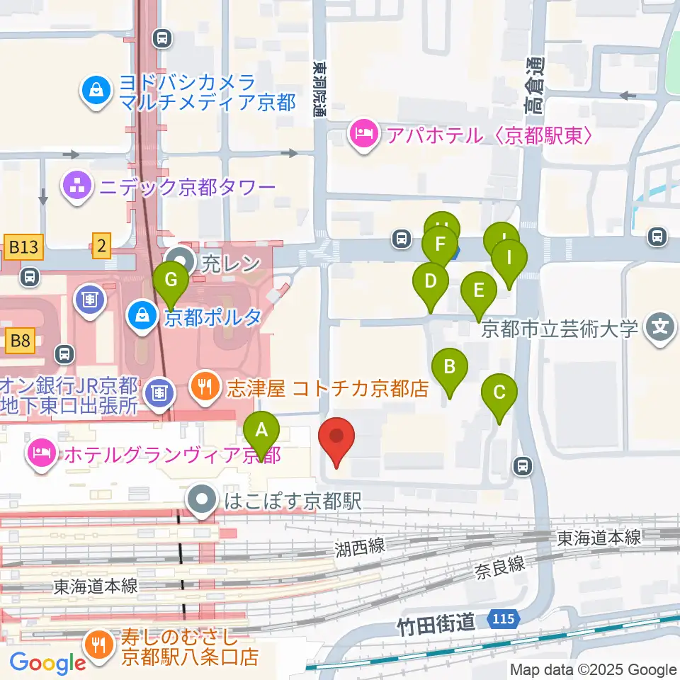 JEUGIA ミュージックサロン京都駅周辺の駐車場・コインパーキング一覧地図