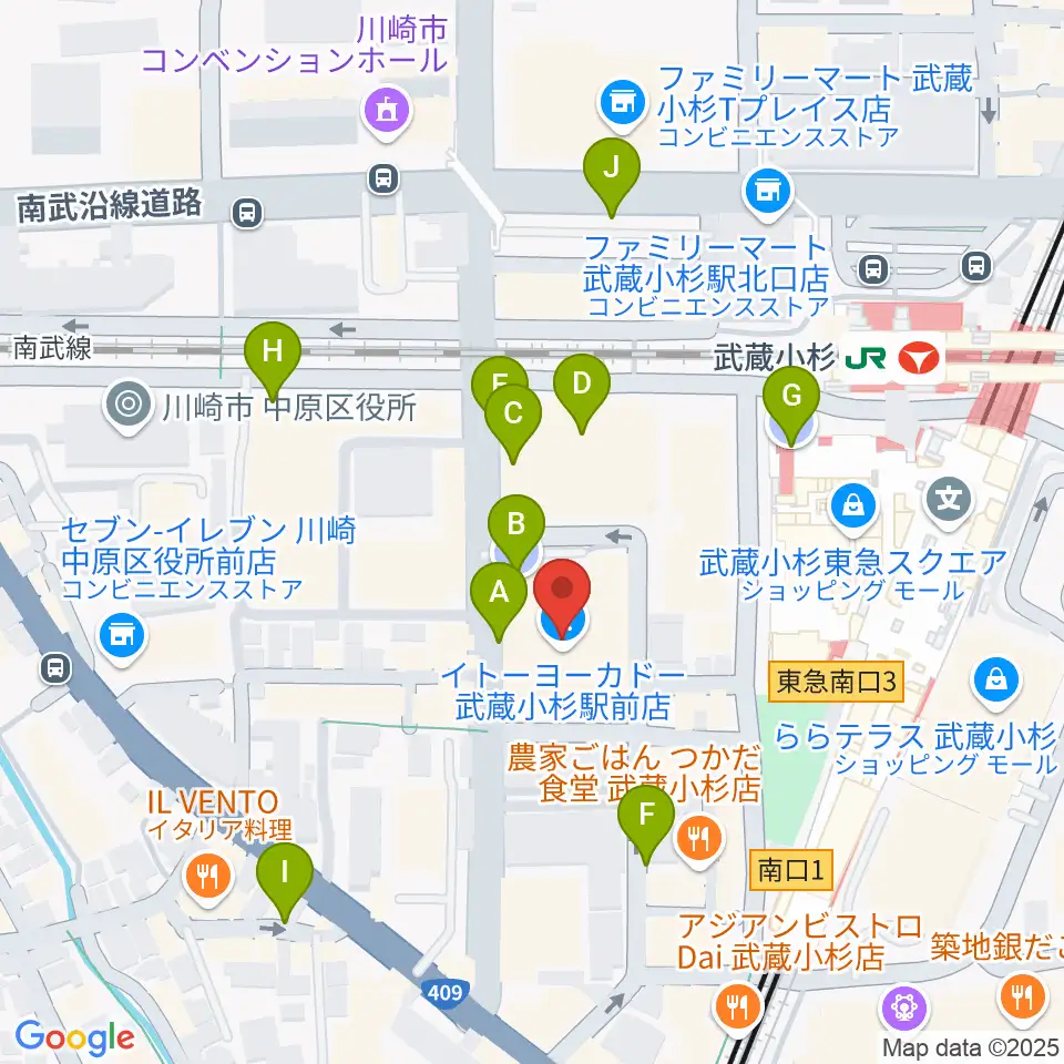 ヨークカルチャーセンター小杉周辺の駐車場・コインパーキング一覧地図