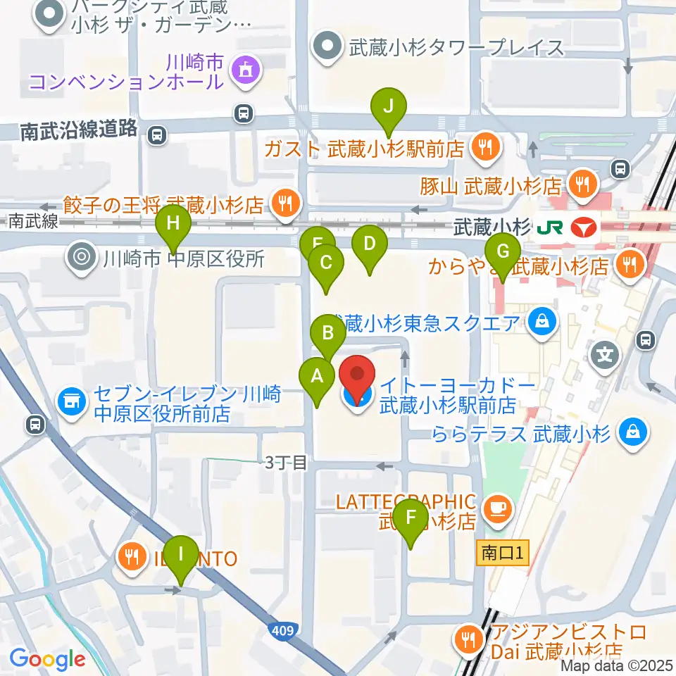 ヨークカルチャーセンター小杉周辺の駐車場・コインパーキング一覧地図