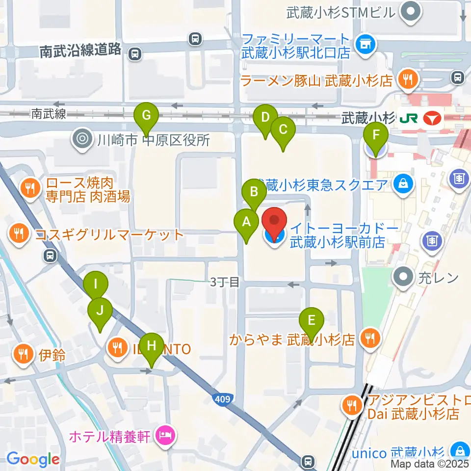 ヨークカルチャーセンター小杉周辺の駐車場・コインパーキング一覧地図