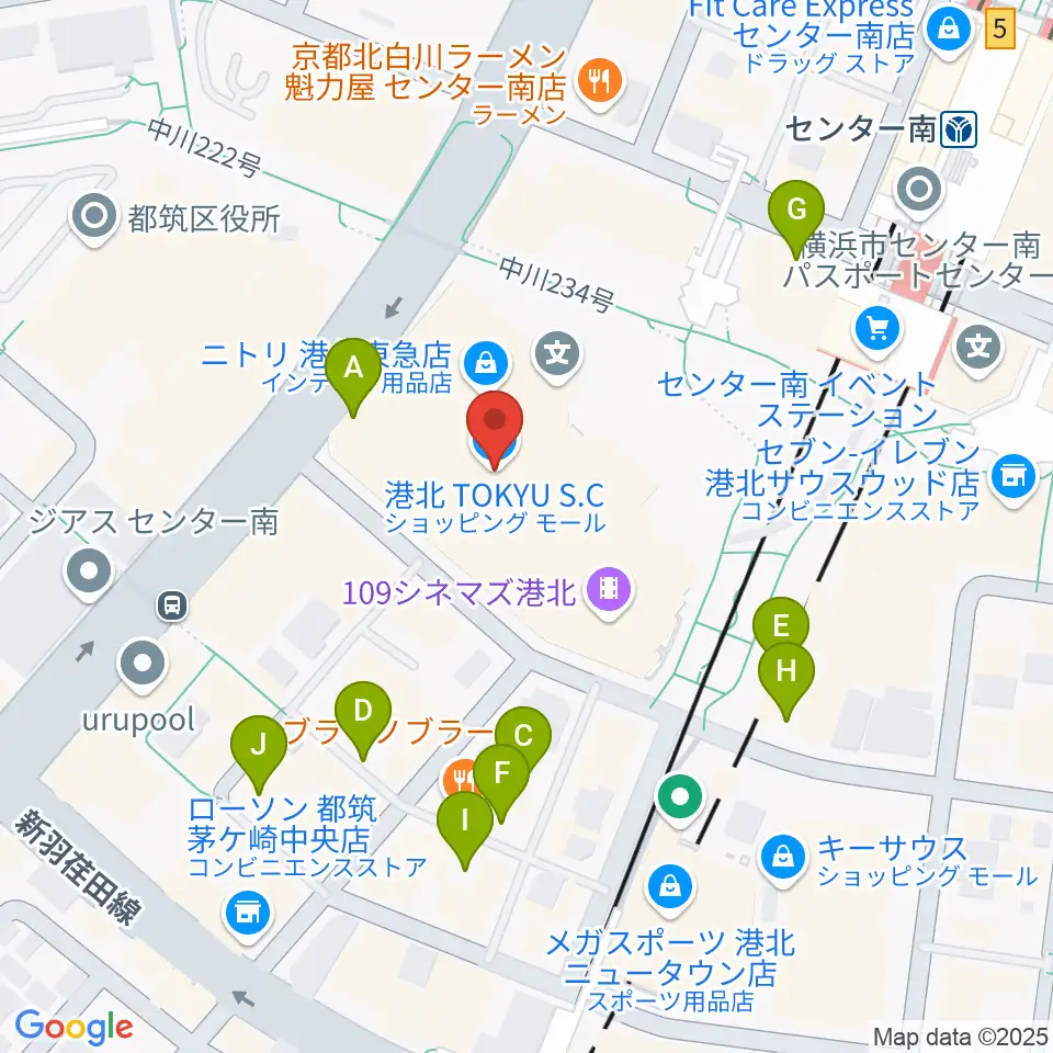 港北カルチャーセンター周辺の駐車場・コインパーキング一覧地図
