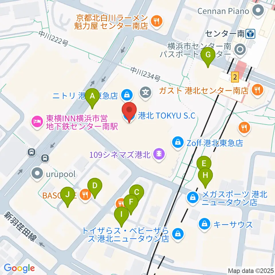 港北カルチャーセンター周辺の駐車場・コインパーキング一覧地図