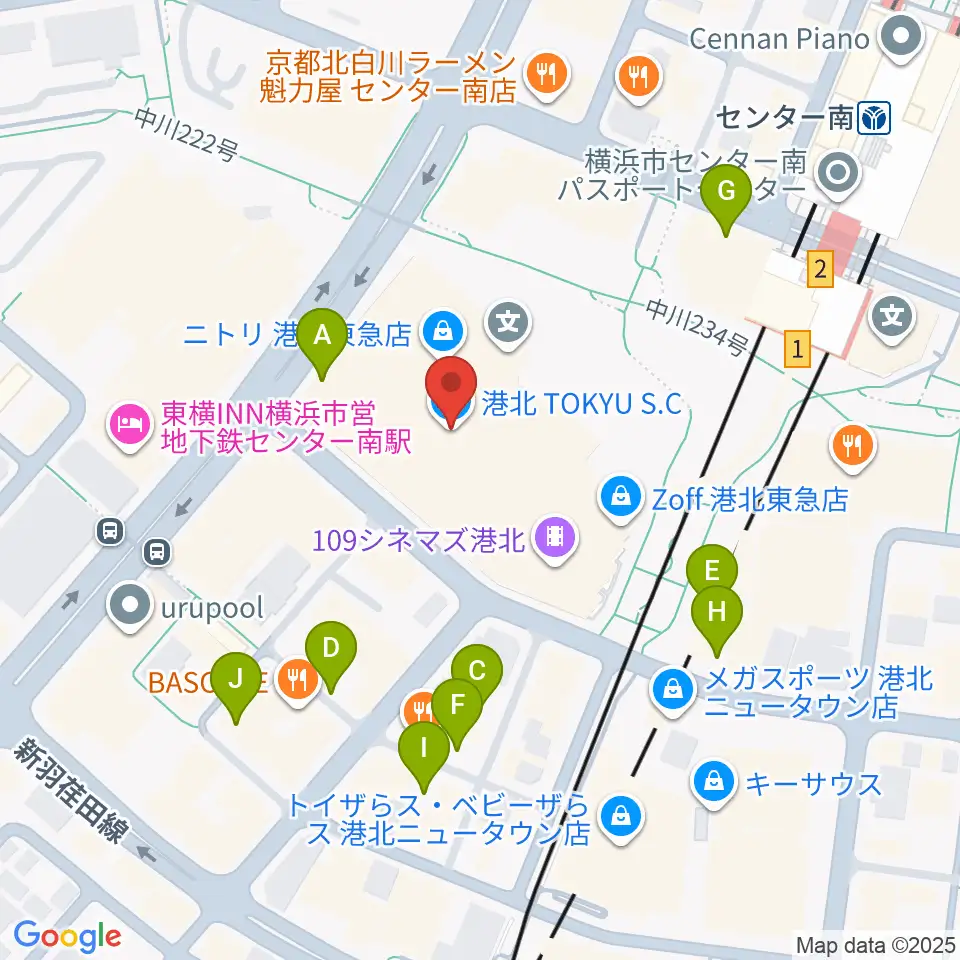 港北カルチャーセンター周辺の駐車場・コインパーキング一覧地図