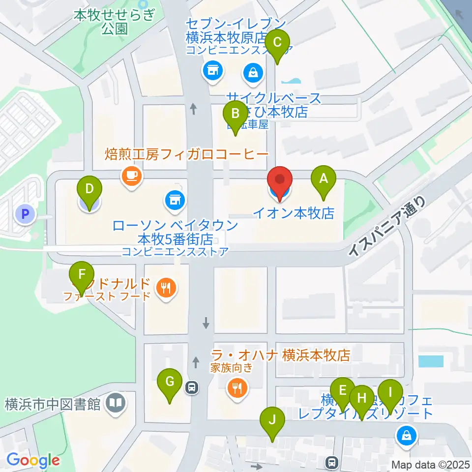 カルチャーセンター本牧周辺の駐車場・コインパーキング一覧地図