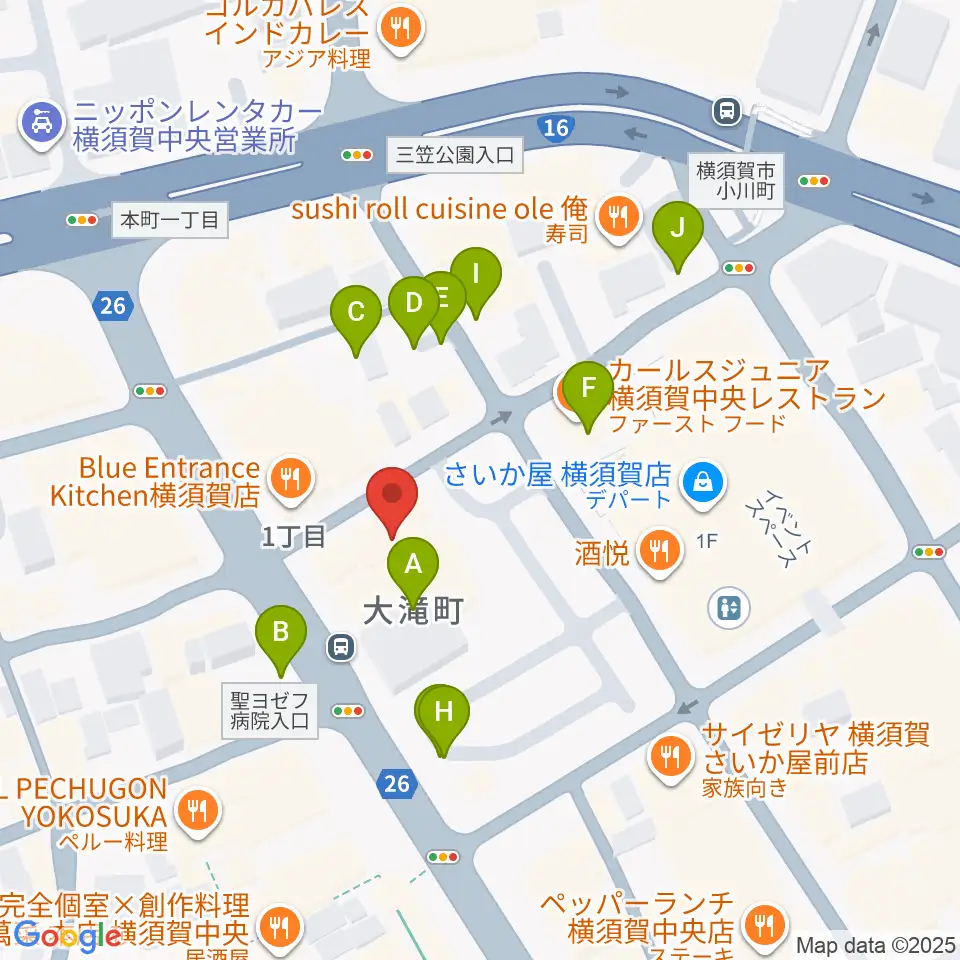 カルチャーセンターさいか屋横須賀周辺の駐車場・コインパーキング一覧地図