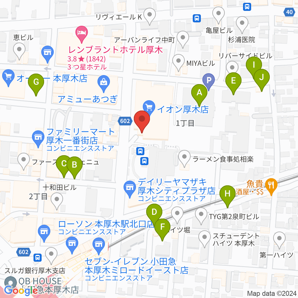 厚木カルチャーセンター周辺の駐車場・コインパーキング一覧地図