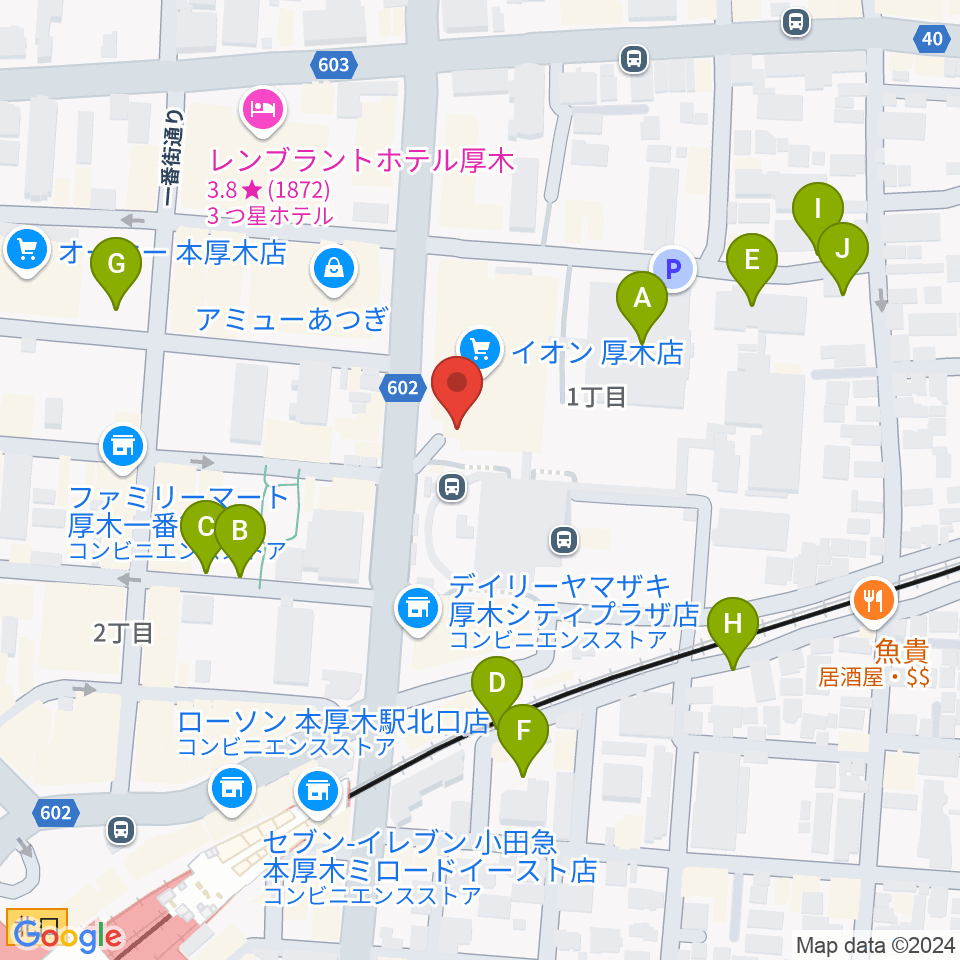 厚木カルチャーセンター周辺の駐車場・コインパーキング一覧地図