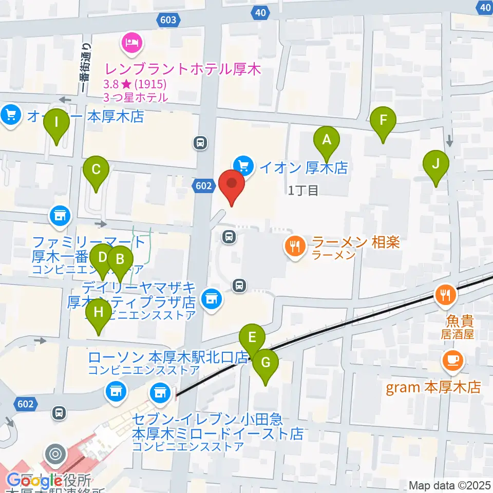 厚木カルチャーセンター周辺の駐車場・コインパーキング一覧地図