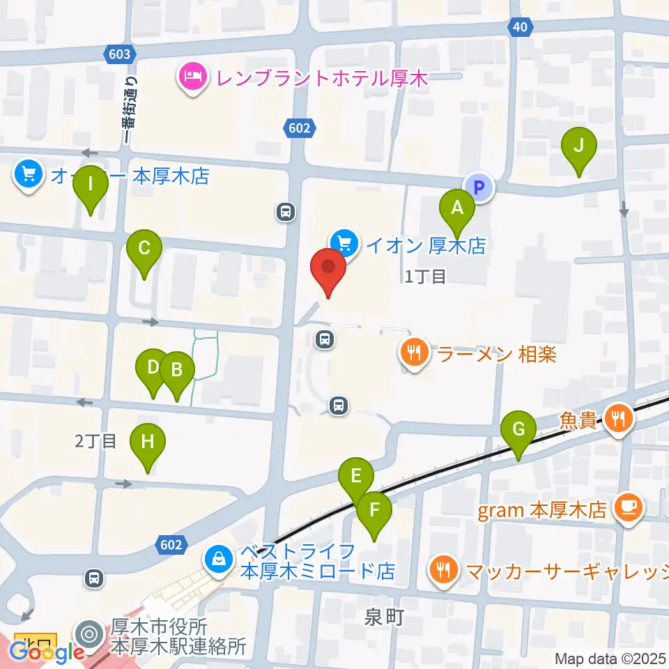 厚木カルチャーセンター周辺の駐車場・コインパーキング一覧地図