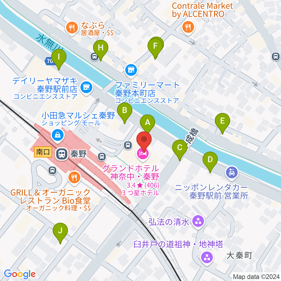 秦野カルチャーセンター周辺の駐車場・コインパーキング一覧地図