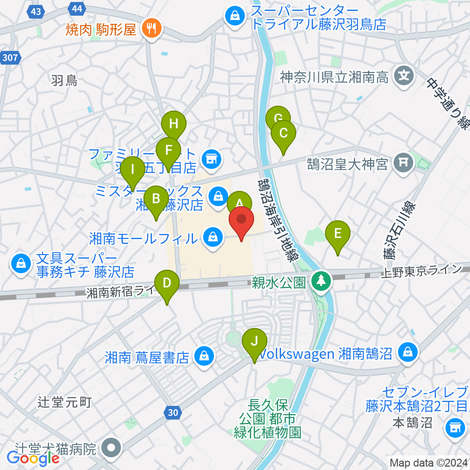 湘南モールカルチャーセンター周辺の駐車場・コインパーキング一覧地図