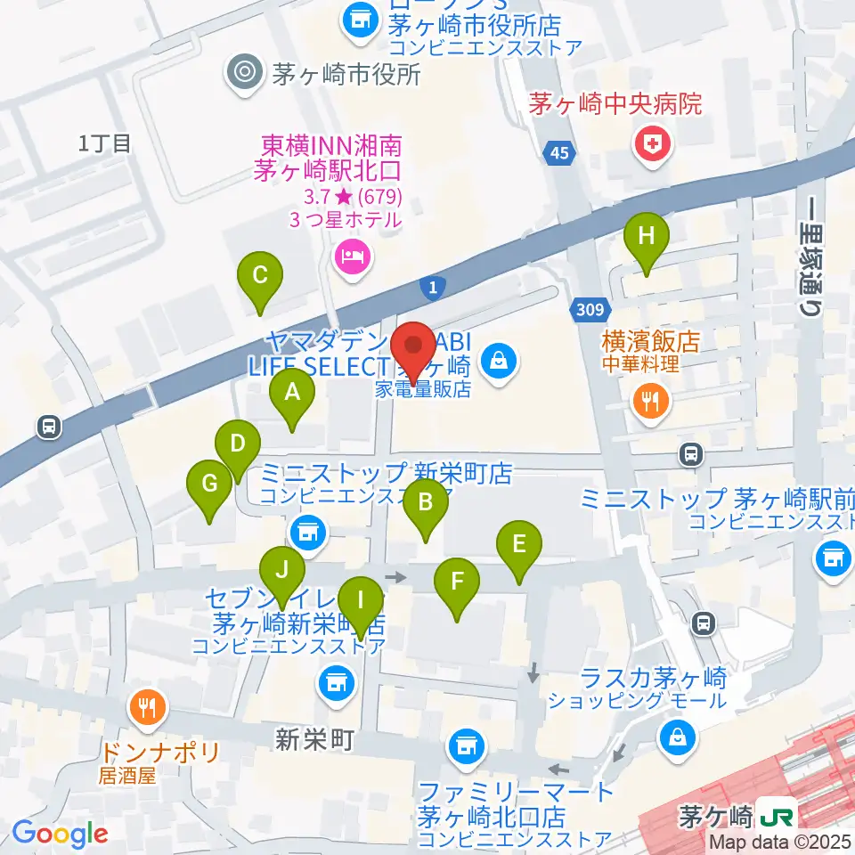ヨークカルチャーセンター茅ヶ崎周辺の駐車場・コインパーキング一覧地図