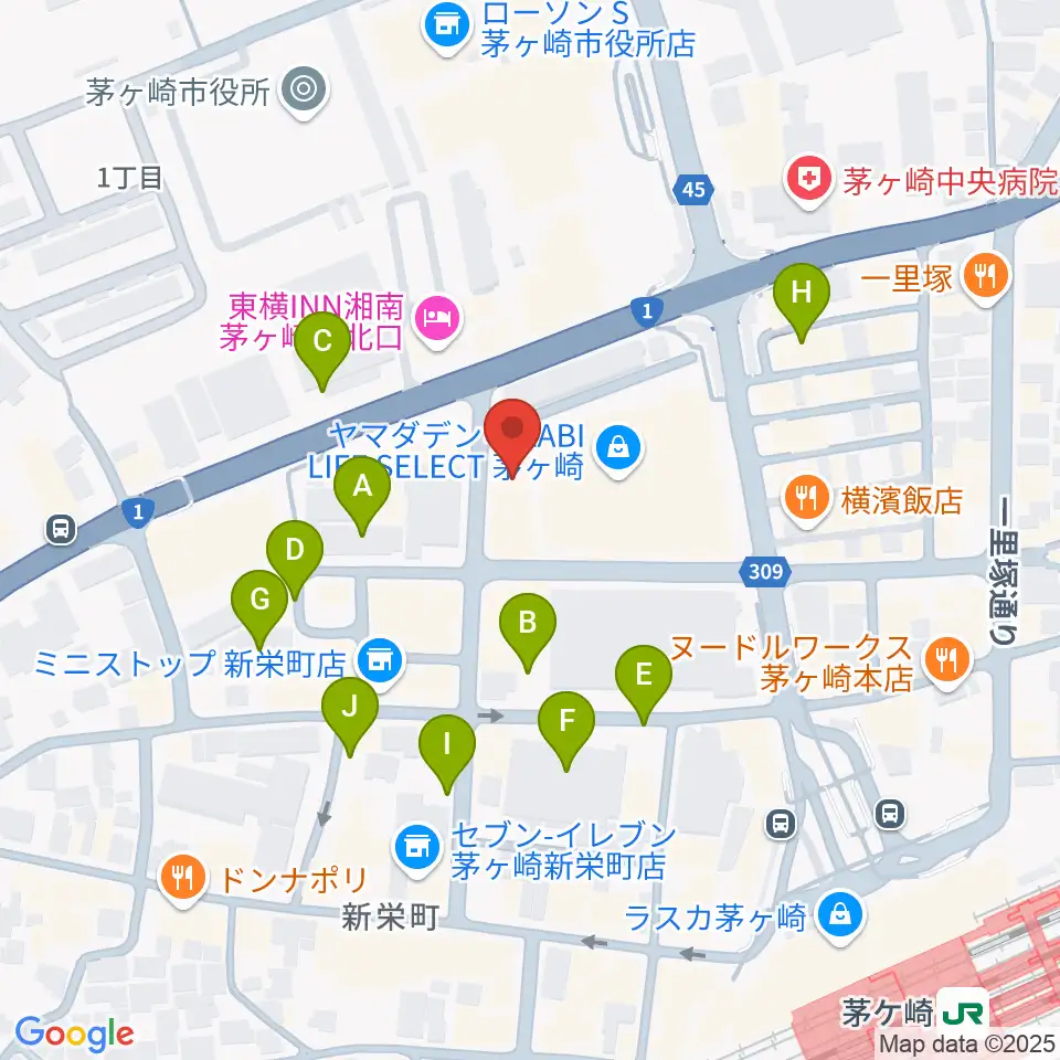 ヨークカルチャーセンター茅ヶ崎周辺の駐車場・コインパーキング一覧地図