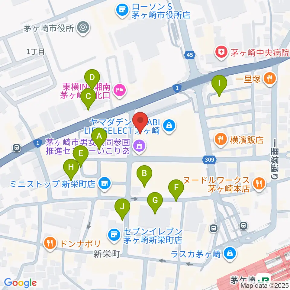 ヨークカルチャーセンター茅ヶ崎周辺の駐車場・コインパーキング一覧地図