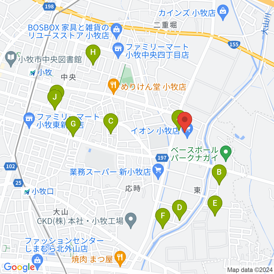 村井楽器小牧店周辺の駐車場・コインパーキング一覧地図