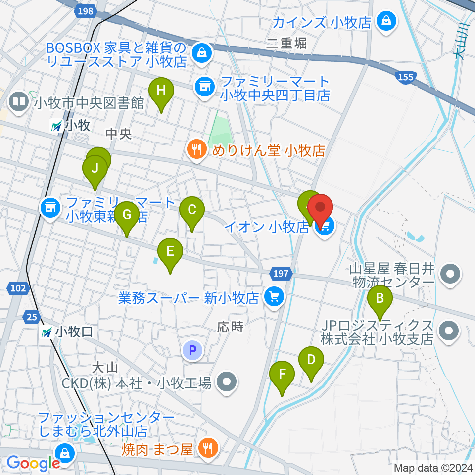 村井楽器小牧店周辺の駐車場・コインパーキング一覧地図