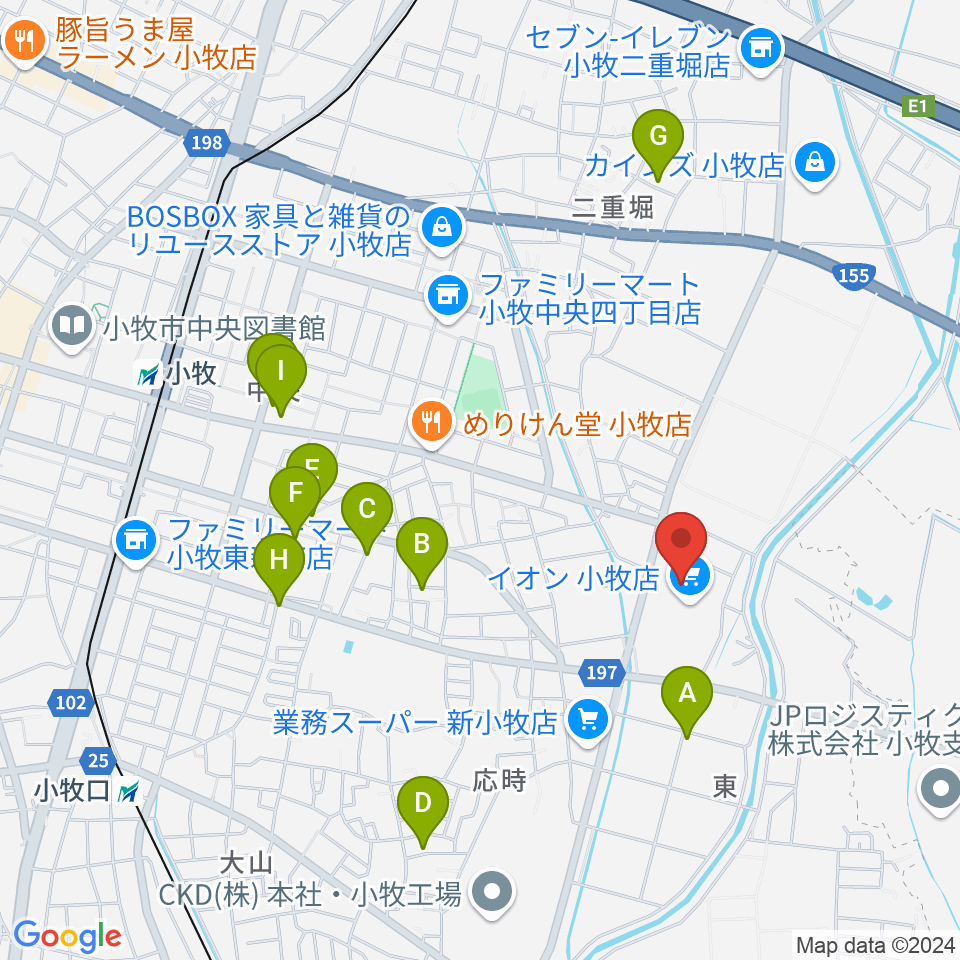 村井楽器小牧店周辺の駐車場・コインパーキング一覧地図