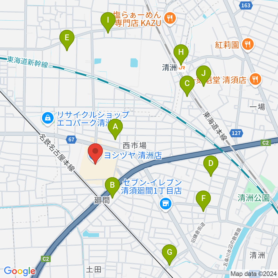 清洲カルチャーセンター周辺の駐車場・コインパーキング一覧地図