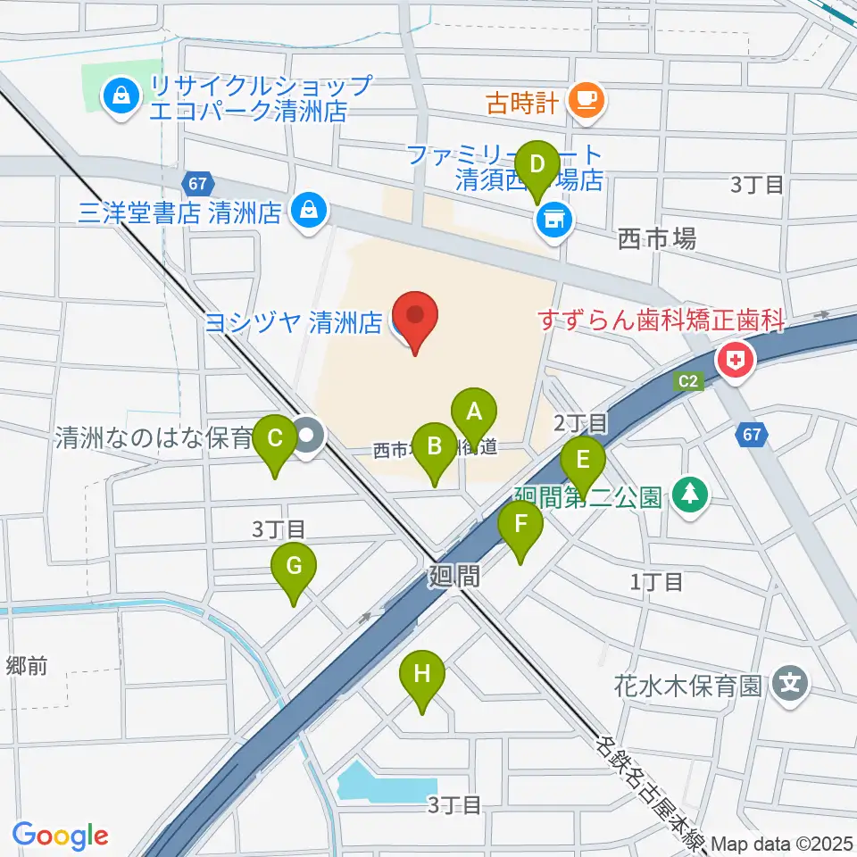 清洲カルチャーセンター周辺の駐車場・コインパーキング一覧地図