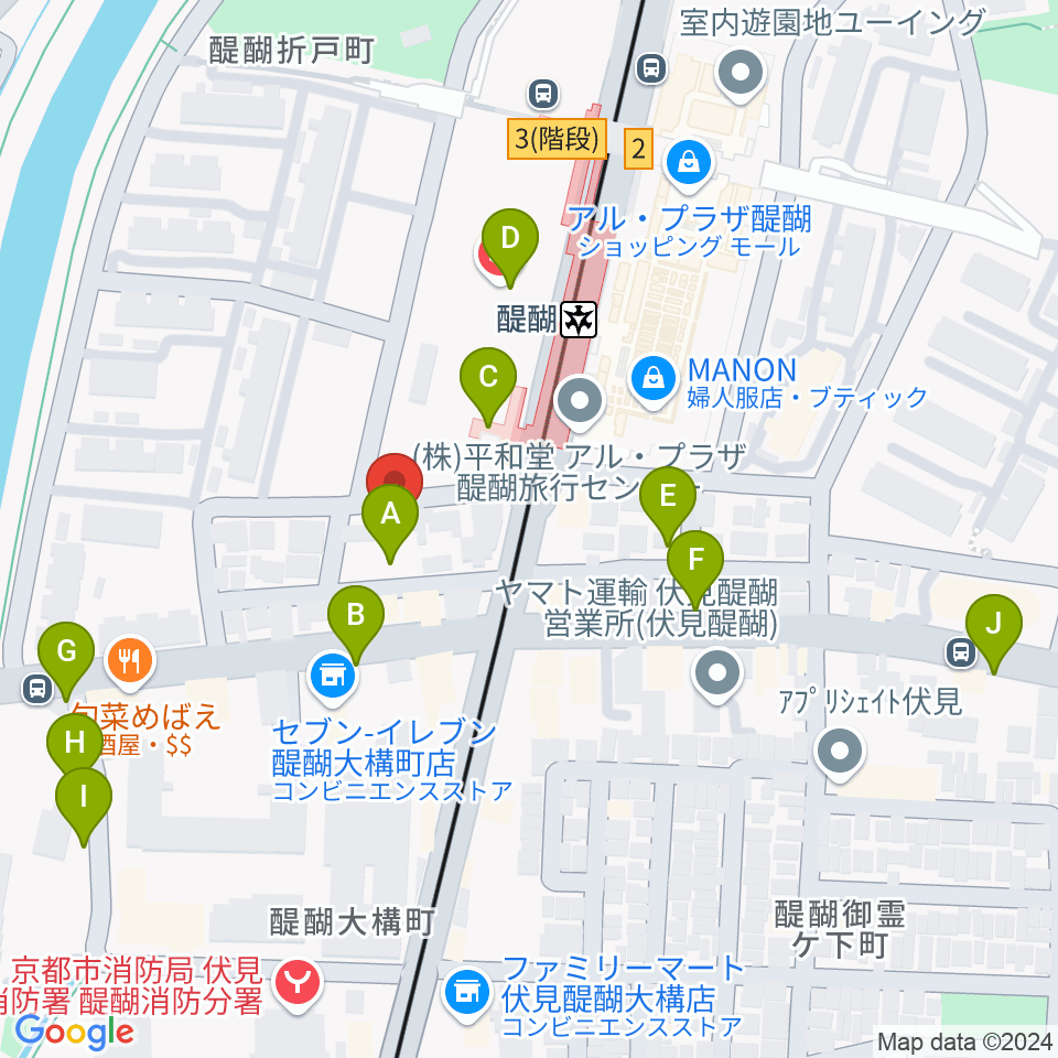 醍醐カルチャーセンター周辺の駐車場・コインパーキング一覧地図