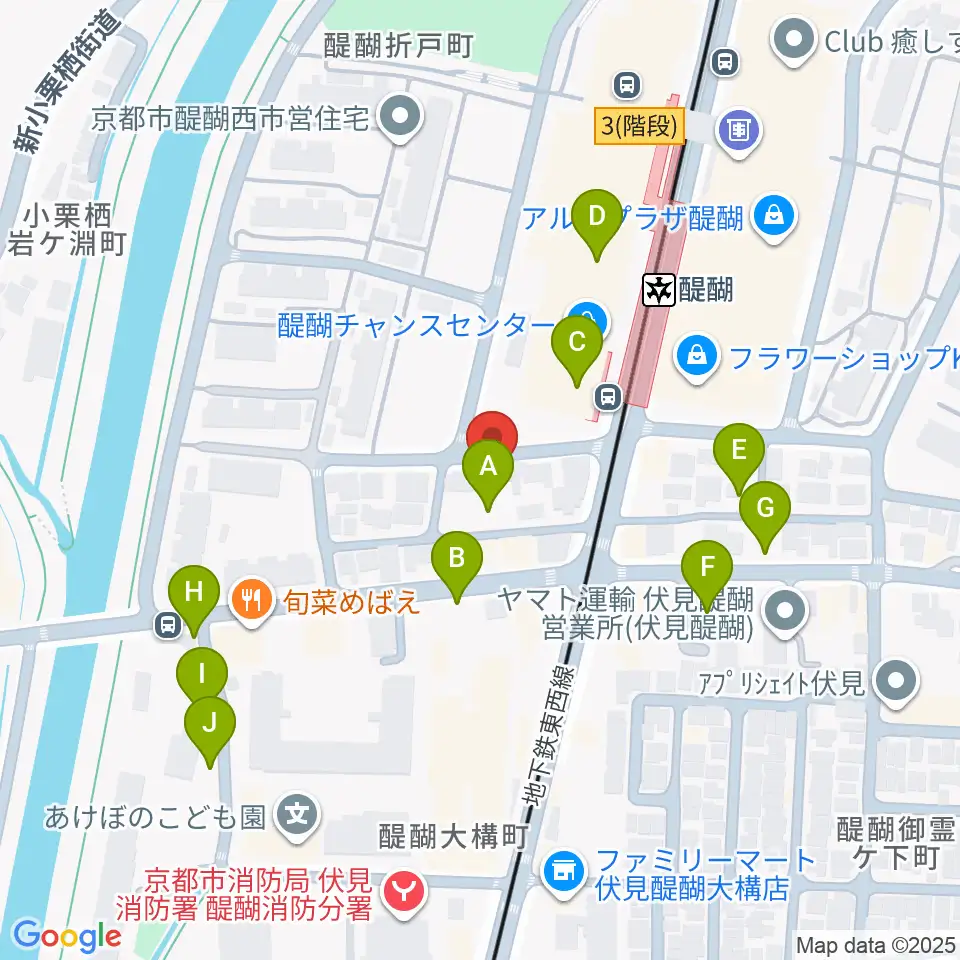 醍醐カルチャーセンター周辺の駐車場・コインパーキング一覧地図