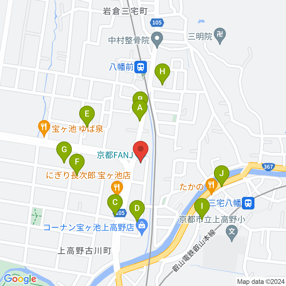 京都FANJ周辺の駐車場・コインパーキング一覧地図