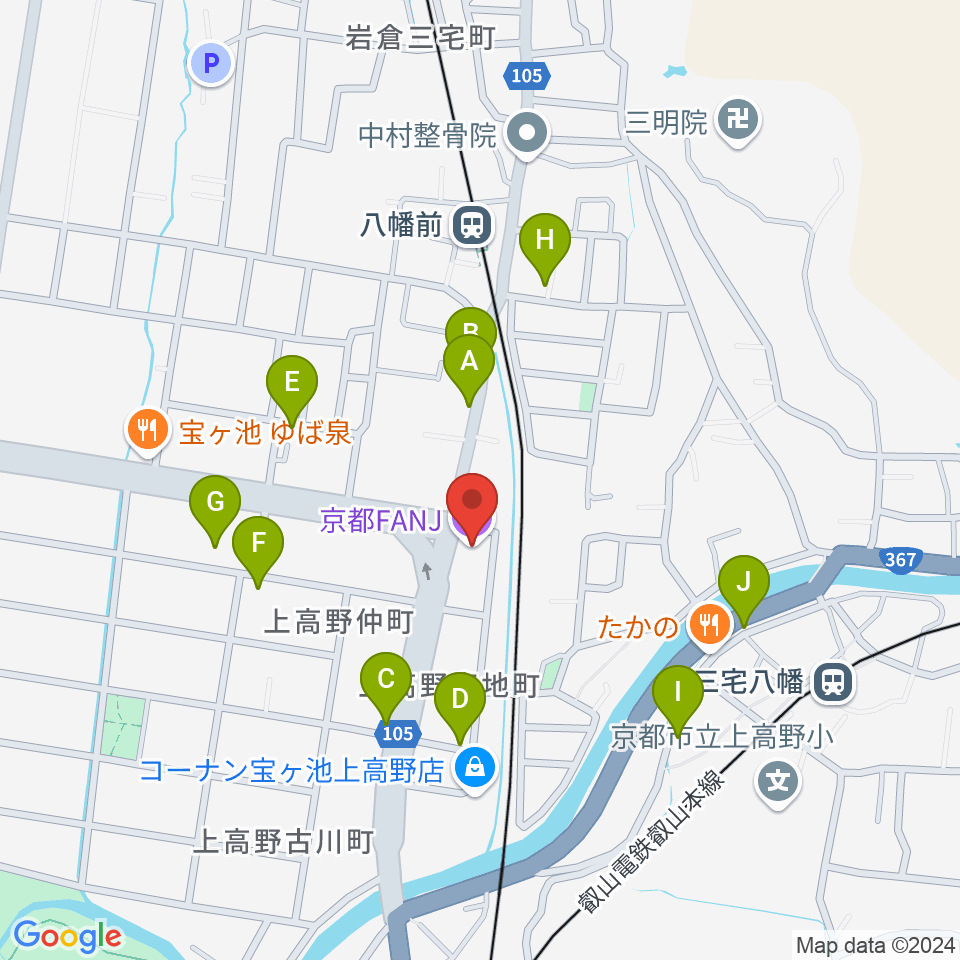 京都FANJ周辺の駐車場・コインパーキング一覧地図