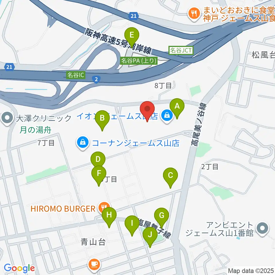 ジェームス山カルチャーセンター周辺の駐車場・コインパーキング一覧地図