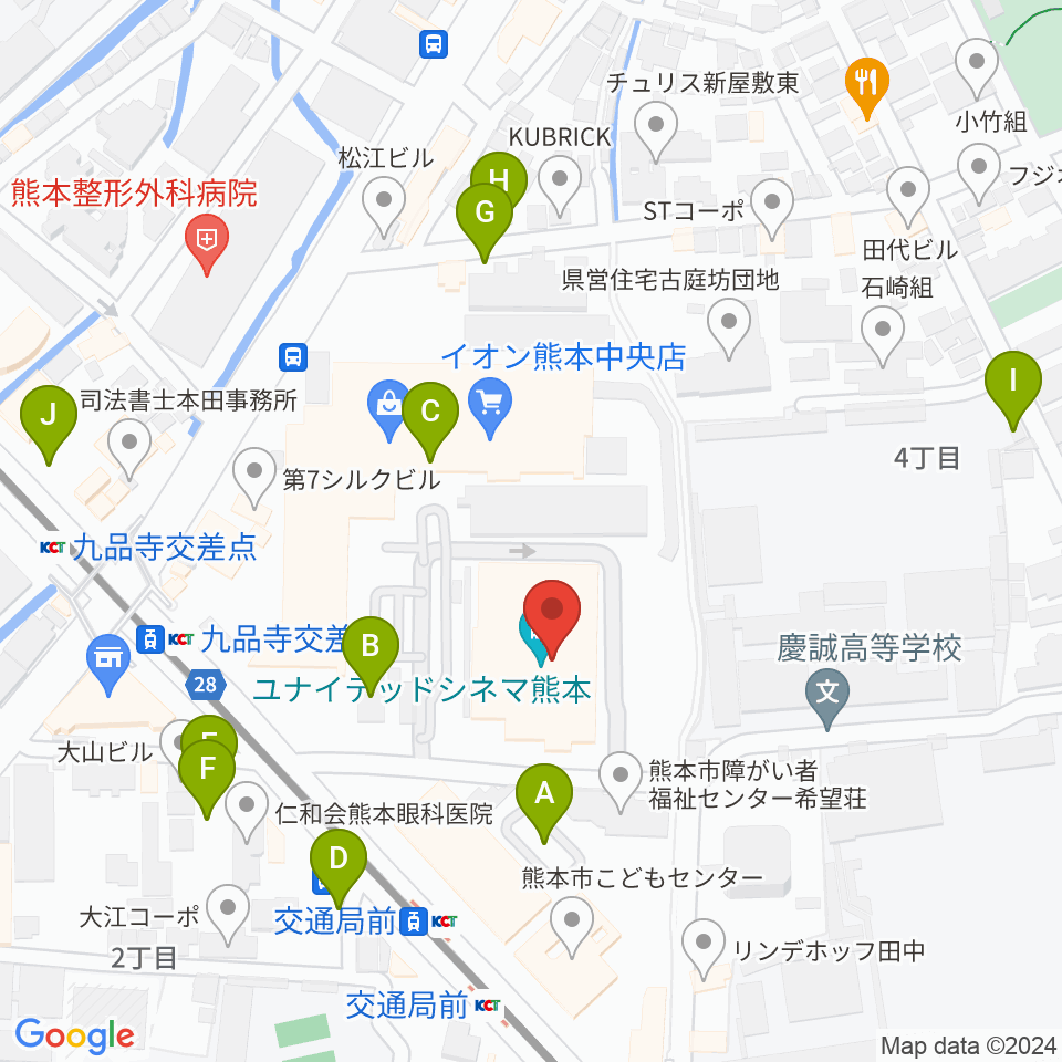 熊本カルチャーセンター周辺の駐車場・コインパーキング一覧地図