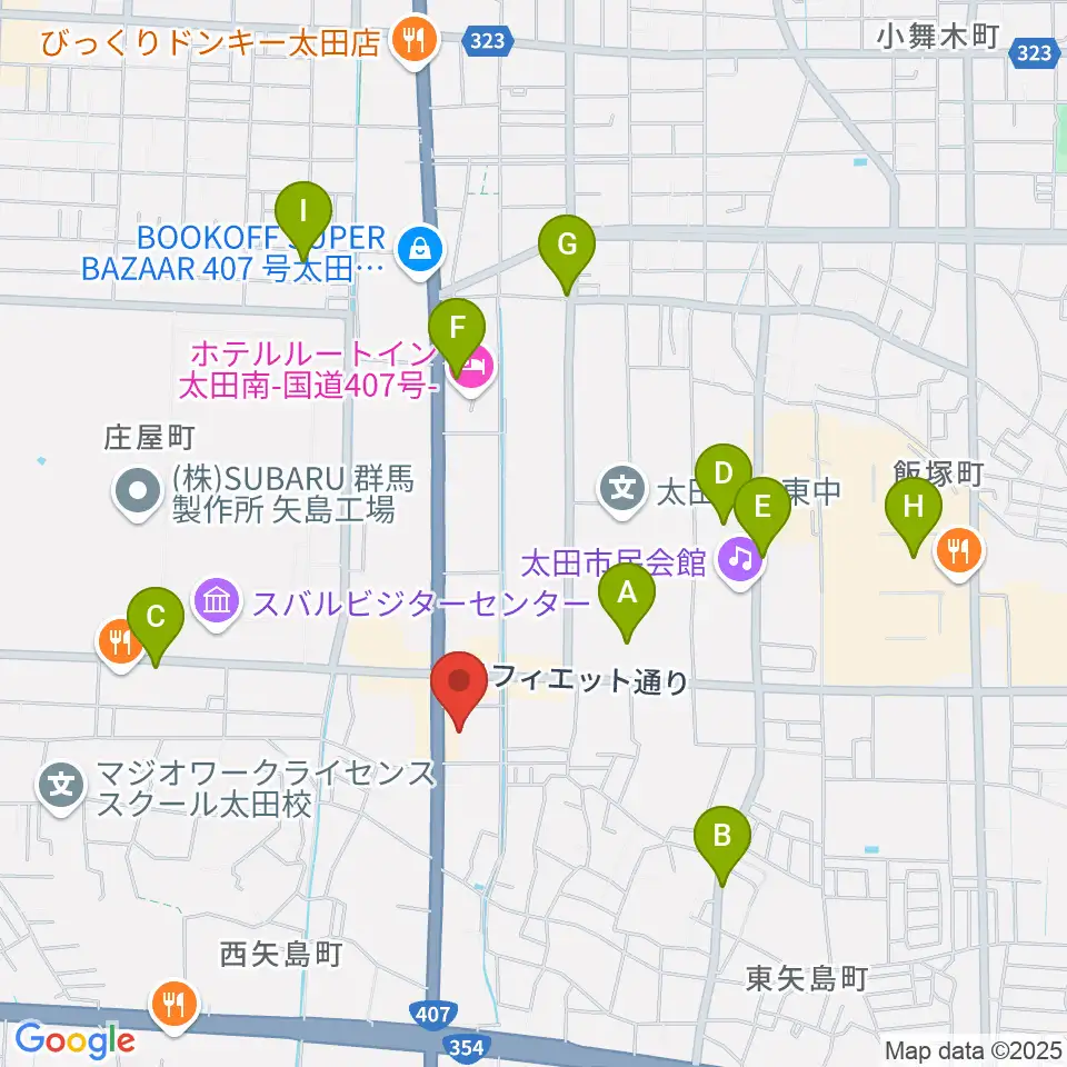 鈴木楽器 太田南支店周辺の駐車場・コインパーキング一覧地図