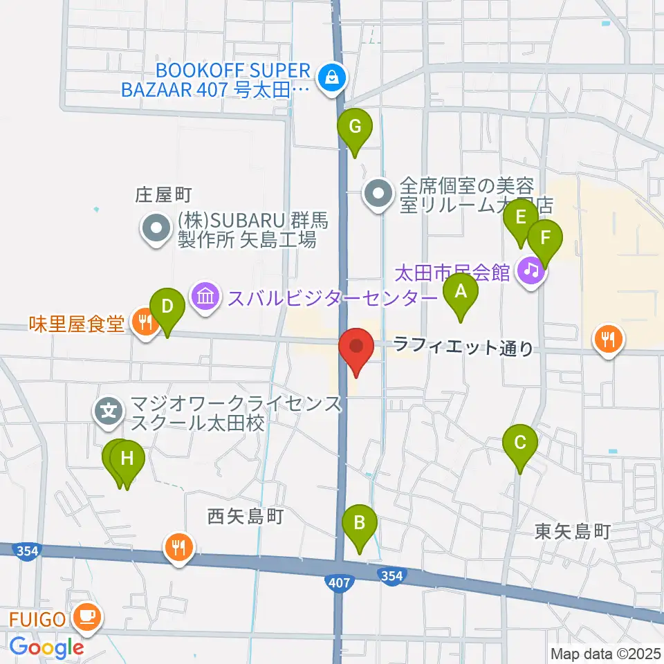 鈴木楽器 太田南支店周辺の駐車場・コインパーキング一覧地図