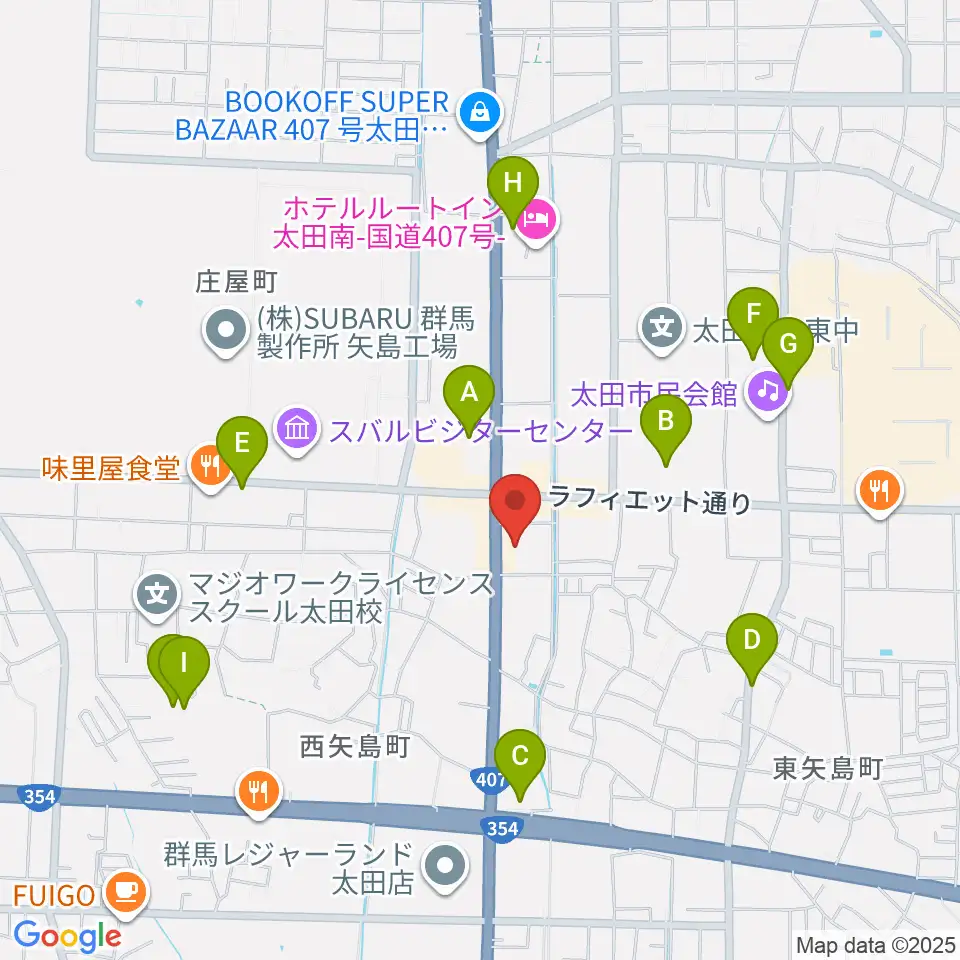 鈴木楽器 太田南支店周辺の駐車場・コインパーキング一覧地図