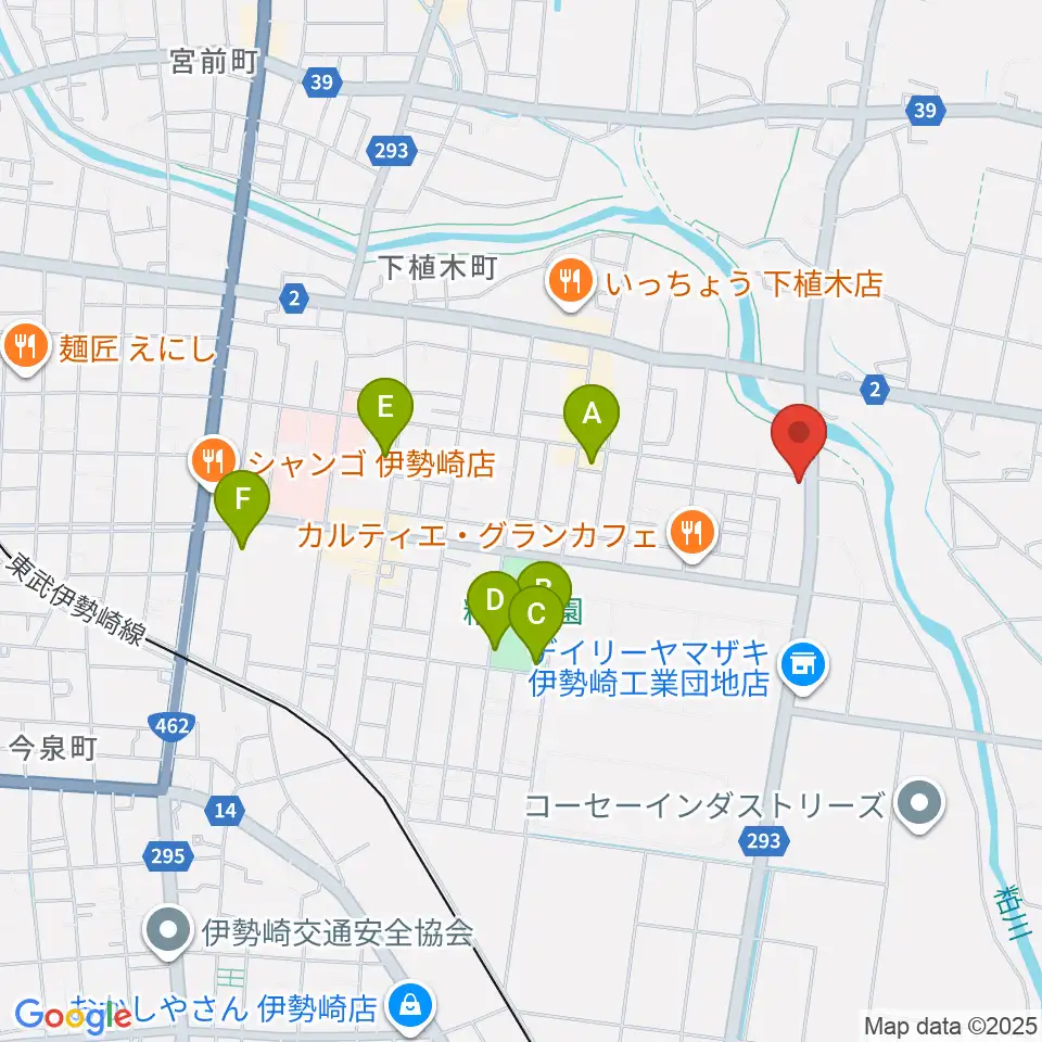 鈴木楽器 伊勢崎支店周辺の駐車場・コインパーキング一覧地図