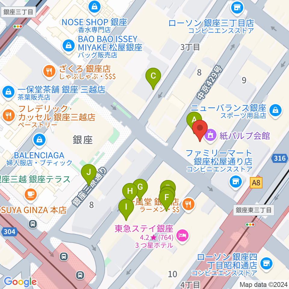 銀座フェニックスプラザ周辺の駐車場・コインパーキング一覧地図